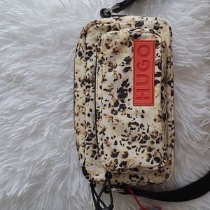 Hugo Boss Leopard Print Nylon Crossbody Bag Purse